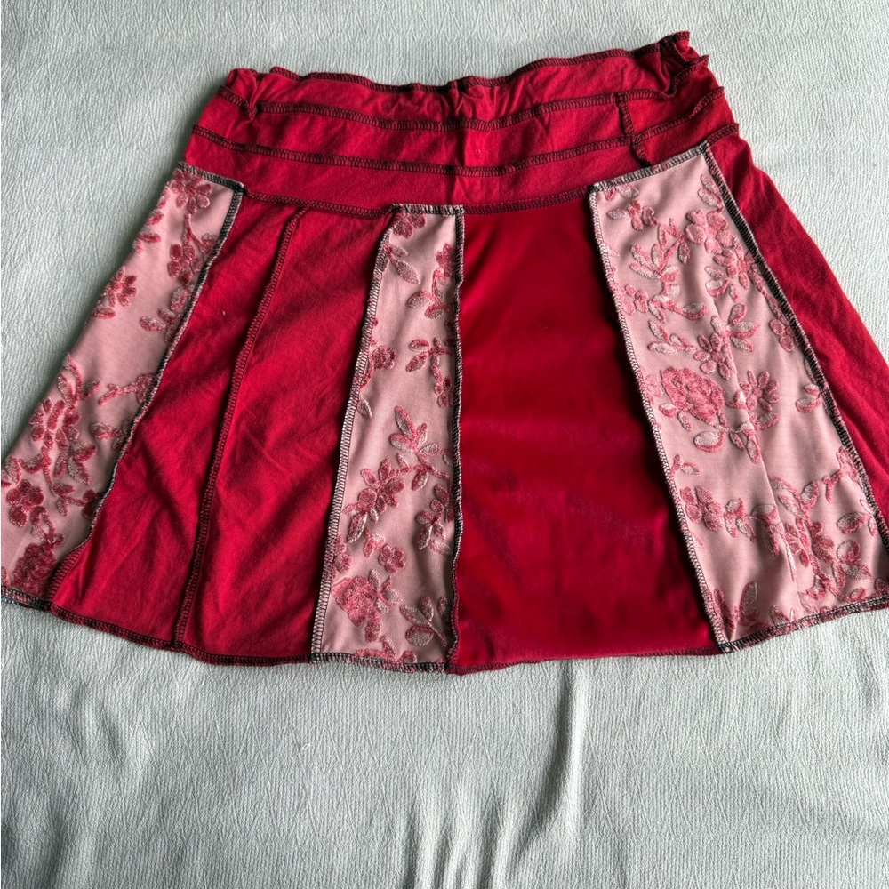 Elegant Red and Pink Floral Women's Skirt